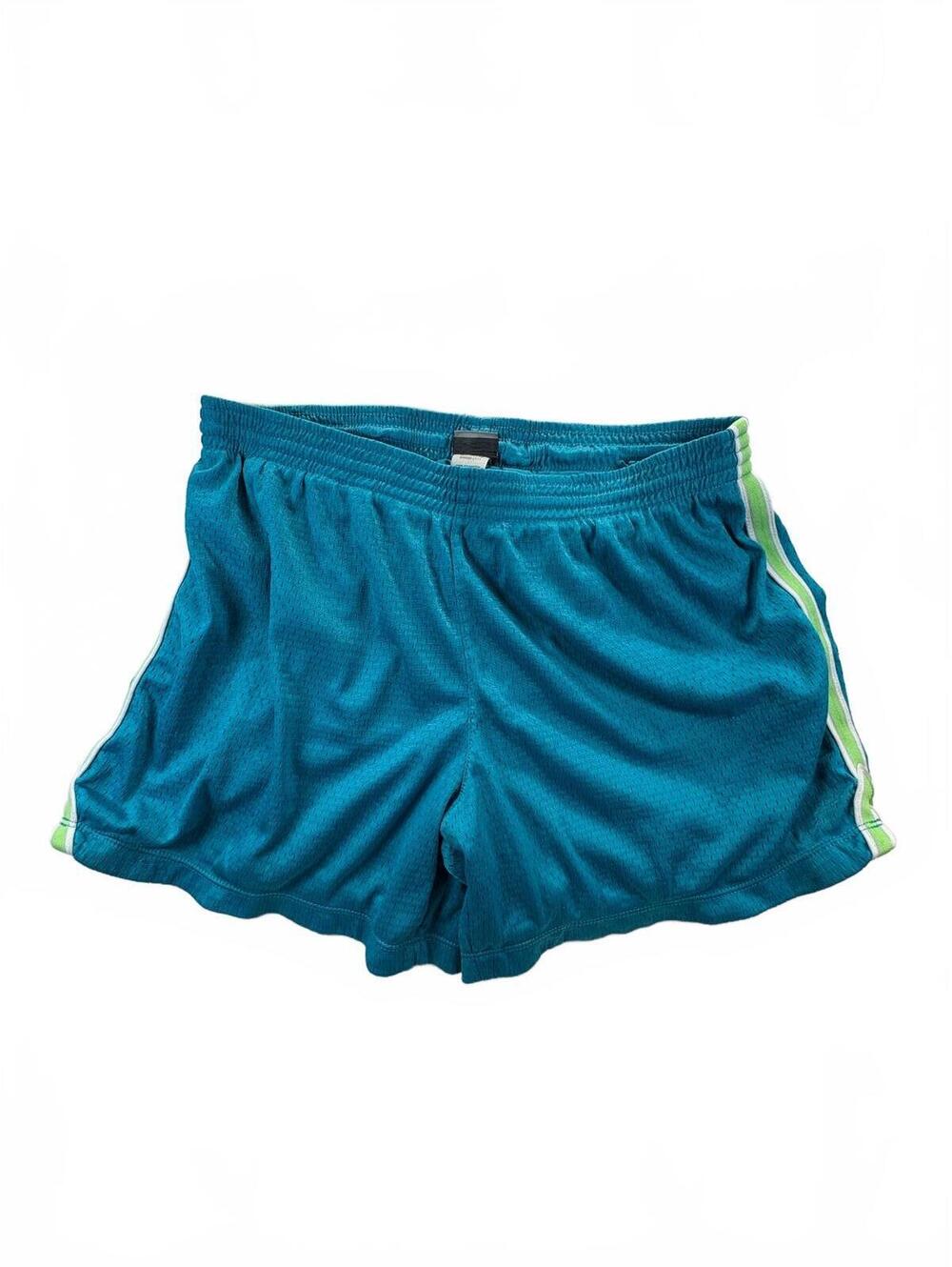 Champion Teal Mesh Athletic Running Shorts Green White Stripe Size M